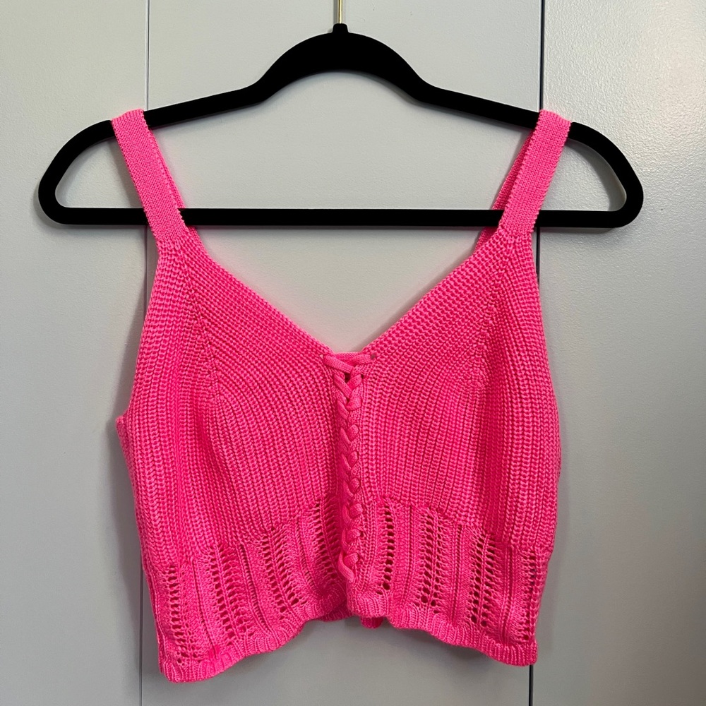 pink knit tank top